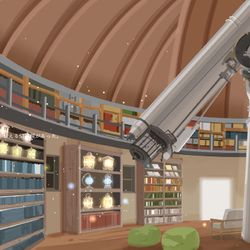 This is a pixiv picture whose title is 天文台の図書館.