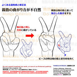 This is a pixiv picture whose title is 個人メモ：ピースサインを描くコツ.