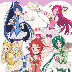 This is a pixiv picture whose title is プリキュア５withマスコット.