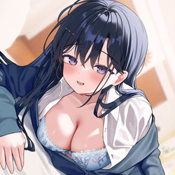 This is a pixiv picture whose title is 「我慢…できなくなっちゃった」.
