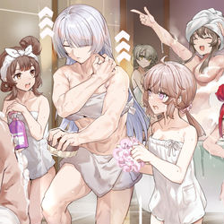 This is a pixiv picture whose title is “夏安、美玲，再用力点搓也没事的”.