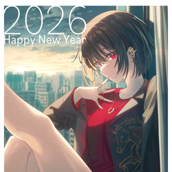 This is a pixiv picture whose title is 2026.