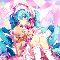 This is a pixiv picture whose title is 【ミクコレ】リボンミクちゃん.