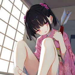 This is a pixiv picture whose title is あけおめちゃん（生足ちゃん）.