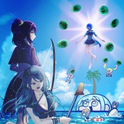 This is a pixiv picture whose title is 劇場版宮益坂高校＿4月のシーサイドウォーズ.