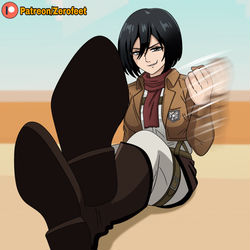 This is a pixiv picture whose title is Mikasa Ackerman Socks and Feet.