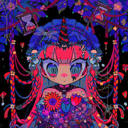 This is a pixiv picture whose title is 楽園の影.