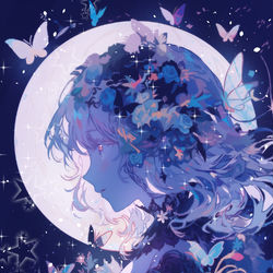 This is a pixiv picture whose title is 『full moon』.