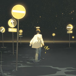 This is a pixiv picture whose title is 何処へ.