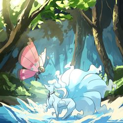 This is a pixiv picture whose title is 池のほとりで.