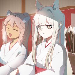 This is a pixiv picture whose title is 巫女バイトのプラチナwithグラベル.