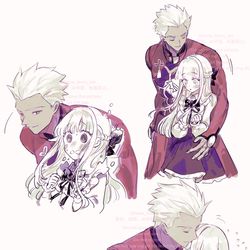 This is a pixiv picture whose title is 【※夢絵・skeb】夢主さんとエミヤ【よその子】.