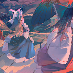 This is a pixiv picture whose title is 博丽灵梦和魔理沙.