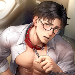 This is a pixiv picture whose title is 調教されるリーマン(OC/Minato).