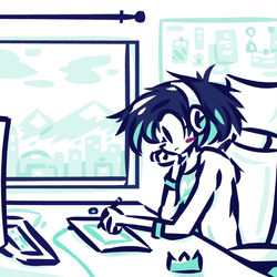 This is a pixiv picture whose title is Lofi Artists to Draw to (OC art).