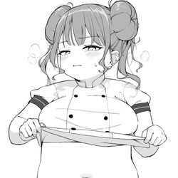 This is a pixiv picture whose title is ドーナツ屋経営で太ってきちゃった娘.