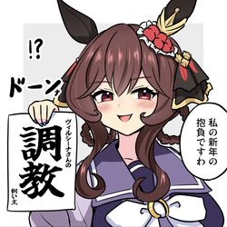 This is a pixiv picture whose title is 新年の抱負を発表するジェンティルさん.