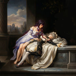 This is a pixiv picture whose title is “另外,她也花了很长时间,同桑多涅的遗体告别……”.