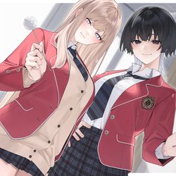 This is a pixiv picture whose title is 『ドS』なふたりのフクシュウは、耳かき至上主義の教室で♥.