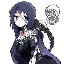 This is a pixiv picture whose title is 葬儀屋ちゃん（暗黒）.