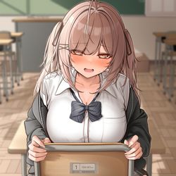 This is a pixiv picture whose title is 今なら誰もいないからさ…宿題写させてくれない？忘れちゃったw.