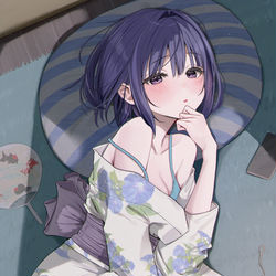 This is a pixiv picture whose title is 「どうしたの、そんなじっと見つめて……」.