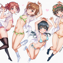 This is a pixiv picture whose title is ４人で水着シャツパーティ.