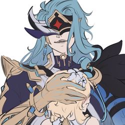 This is a pixiv picture whose title is Dottore x Lumine.