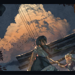 This is a pixiv picture whose title is 夕焼け小焼けで日が暮れて.