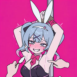 This is a pixiv picture whose title is Miku （rabbit hole）tickle.