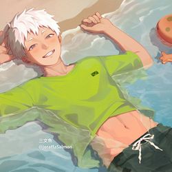 This is a pixiv picture whose title is 看海的约定实现了啊，YOSHIKI~.