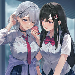 This is a pixiv picture whose title is 「......雨、降られちゃったね。」.