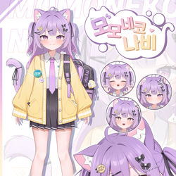 This is a pixiv picture whose title is 「仕事絵」 Vtuber 모모네코 나비.