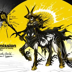 This is a pixiv picture whose title is 【Skeb】バイコーン×魔法騎士.