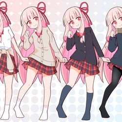 This is a pixiv picture whose title is 茜ちゃん制服シリーズ.