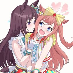 This is a pixiv picture whose title is skebにて依頼頂いたデジドボ百合絵.