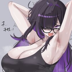 This is a pixiv picture whose title is "레..레이블의 겨드랑이에선 분명 꽃 향기가..".