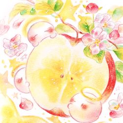 This is a pixiv picture whose title is 天使が育てた 蜜りんご.