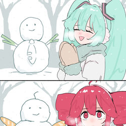 This is a pixiv picture whose title is 雪だるま作ろう.