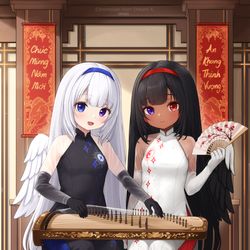 This is a pixiv picture whose title is [commission] Mahiro&Azuki.