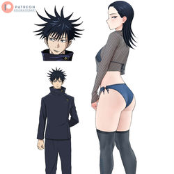 This is a pixiv picture whose title is r63 Megumi JJK.