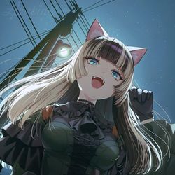 This is a pixiv picture whose title is 🐈‍⬛🌒.