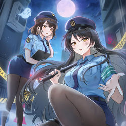 This is a pixiv picture whose title is ミニスカポリスさんに助けられた！.