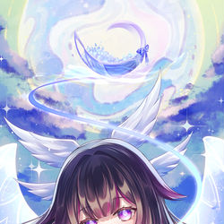 This is a pixiv picture whose title is 『月光は巡る』.