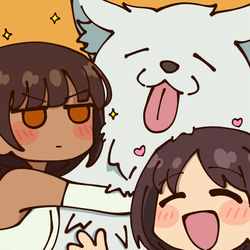 This is a pixiv picture whose title is もふもふ毛玉と子供たち.