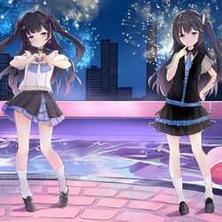 This is a pixiv picture whose title is 泳池边的表演.