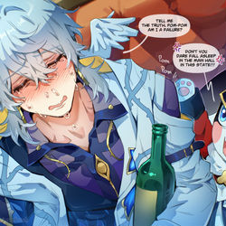 This is a pixiv picture whose title is The sorrows of a failed villain.