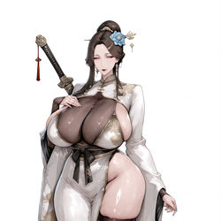 This is a pixiv picture whose title is 古风母猪.