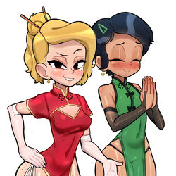 This is a pixiv picture whose title is Qipao Gals.