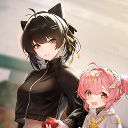 This is a pixiv picture whose title is 漂泊者与爱弥斯的温馨日常1.